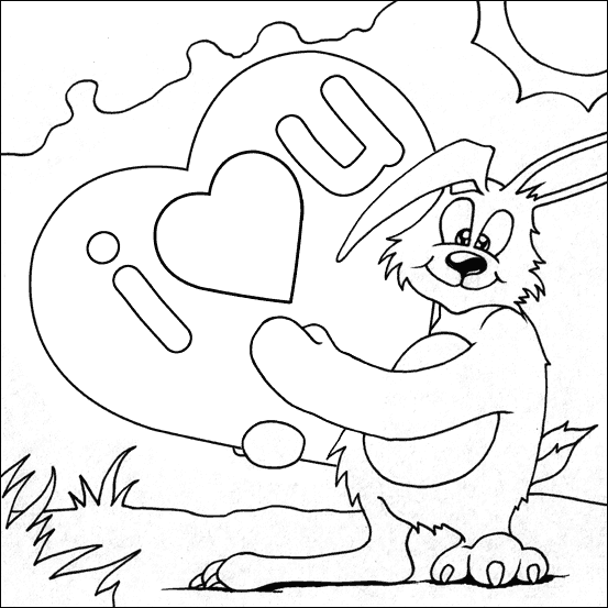 Valentines Bunny | My Free Colouring Pages