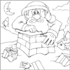 Santa stuck in a chimney colouring