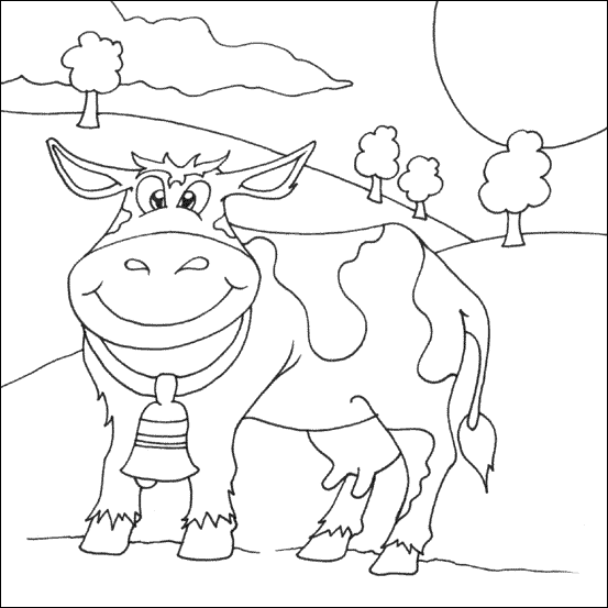 Happy Cow Colouring Picture