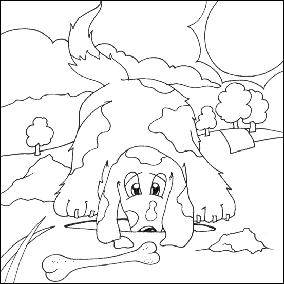 Dog Digging Colouring Picture