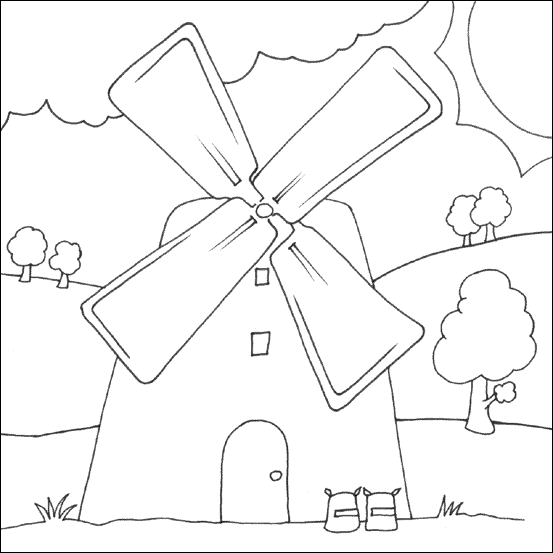 Windmill Coloring Picture