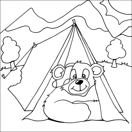 Teddy Bear Camping Colouring