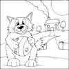 Cat with a ball colouring page