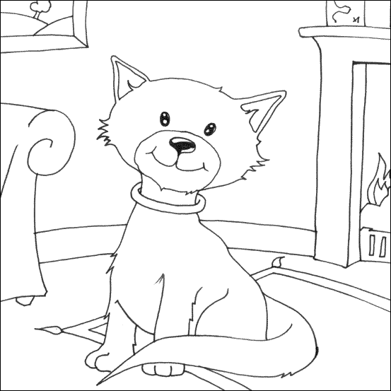 Cute Cat Colouring Page