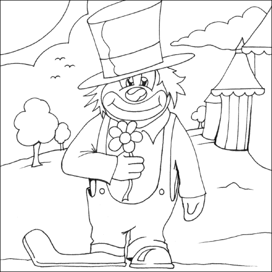 Circus Clown Colouring Page