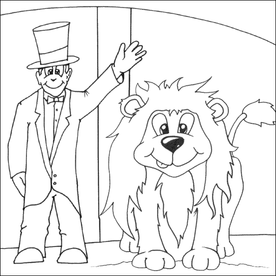 Lion Tamer Colouring Page