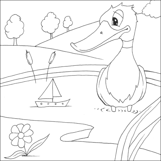 Duck standing in a pond