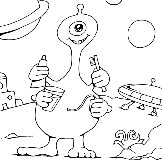 Alien Dental Colouring Page