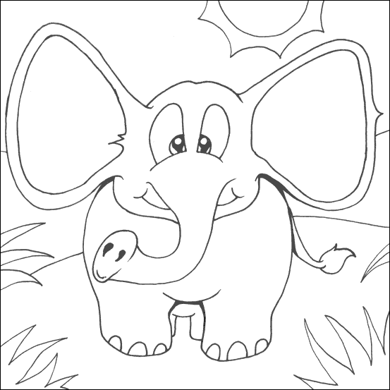 Simple Elephant Colouring Page