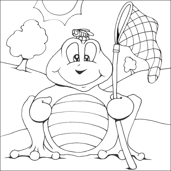 Frog Catching Flies Colouring Picture
