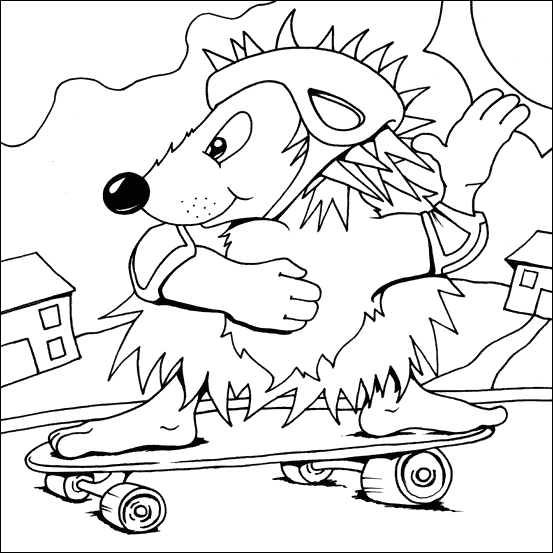 Skateboarding Hedgehog Coloring
