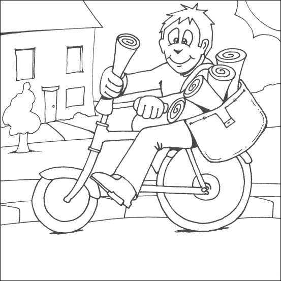 Paperboy Colouring Page