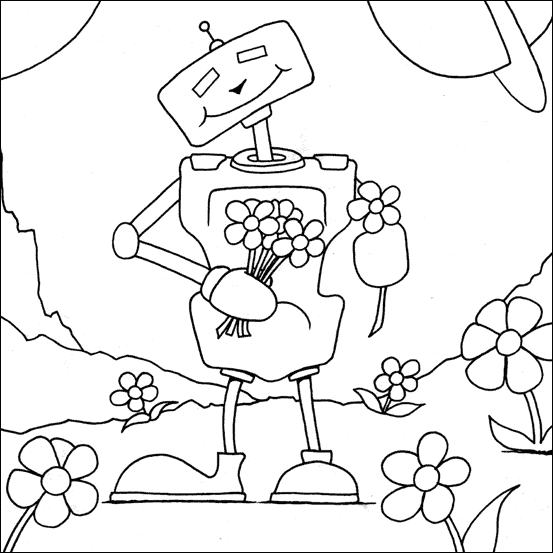 Robot with flowers
