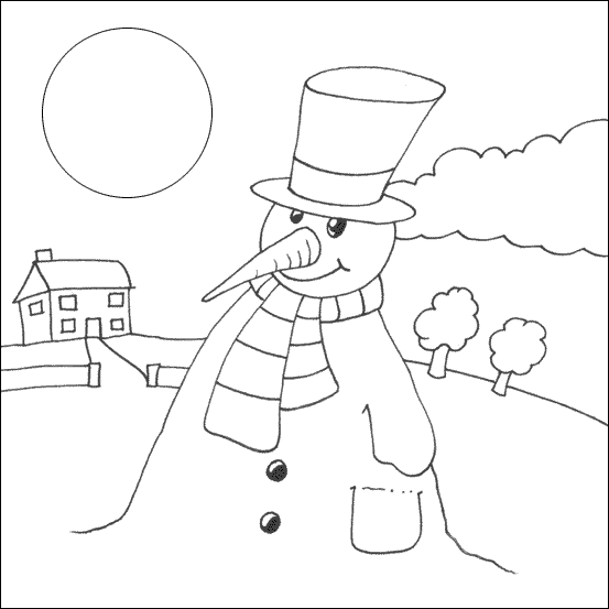 Snowman colouring picture