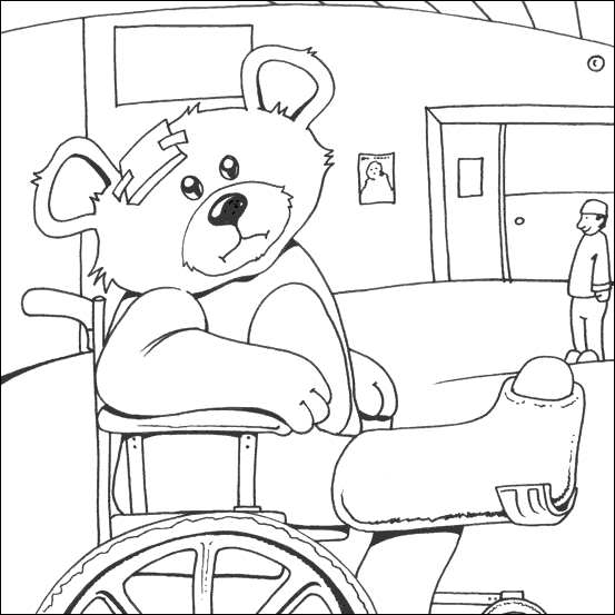 Poorly Teddy Bear Colouring page