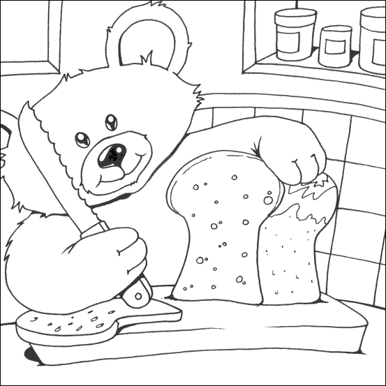 Teddy cutting bread