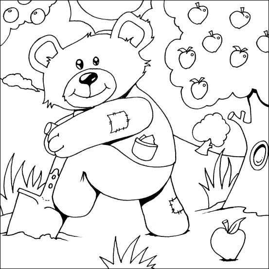 Gardener Teddy Bear Colouring