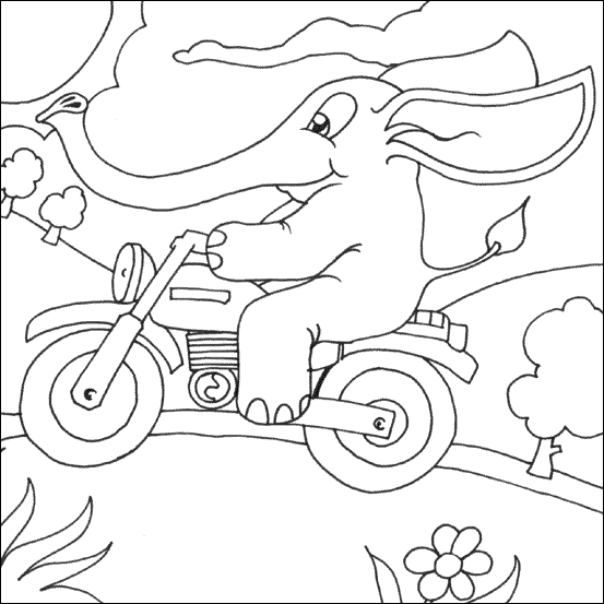 Elephant riding a motorbike