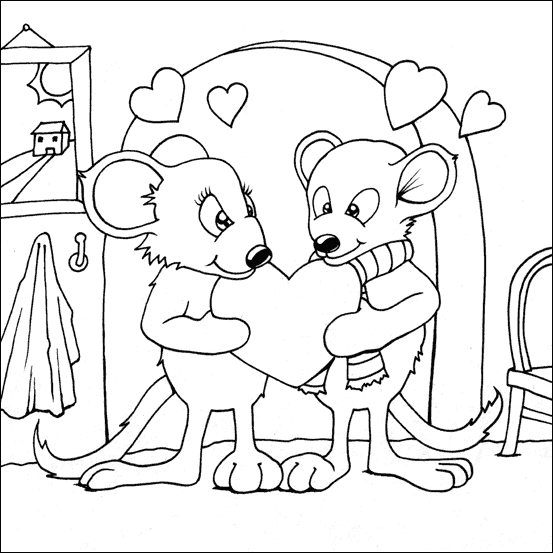 Mouse Valentines Colouring